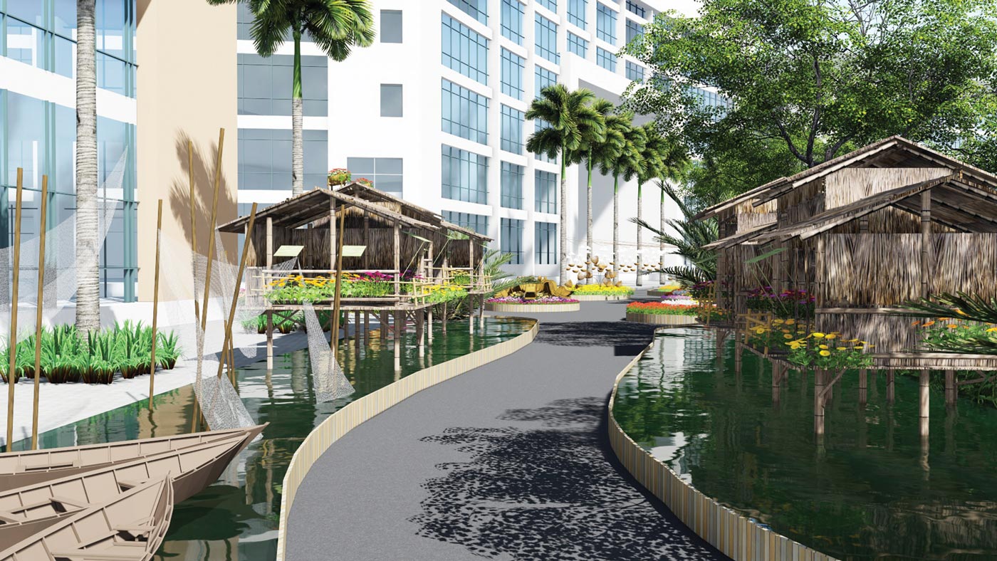 Không chỉ dưới hồ, “nhà bè” cũng được đưa lên Đường Xuân