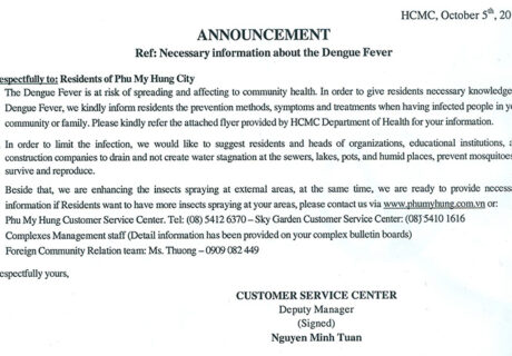 Announcement Ref: Necessary information about the Dengue Fever