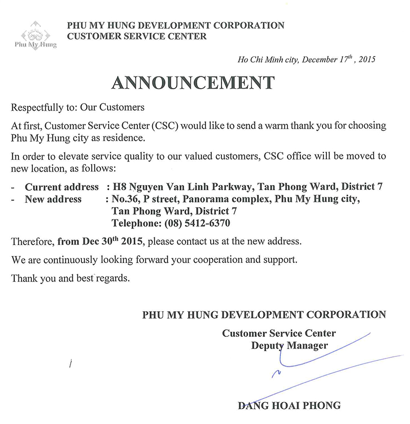 Announcement Ref: CSC Office Will Be Moved To New Location