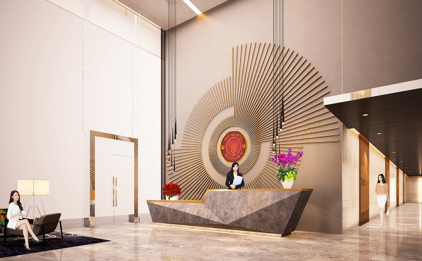Sảnh và hành lang như khách sạn 5 sao ở Phú Mỹ Hưng Midtown
